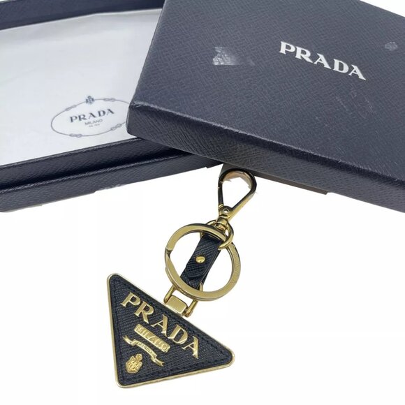 PRADA Triangle Key Holder Black Metallic - Picture 1 of 7